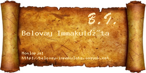 Belovay Immakuláta névjegykártya